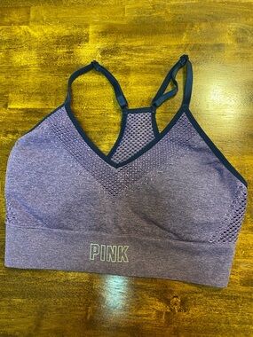 PINK Victoria's Secret Heather Purple Seamless Mesh Sports Bra